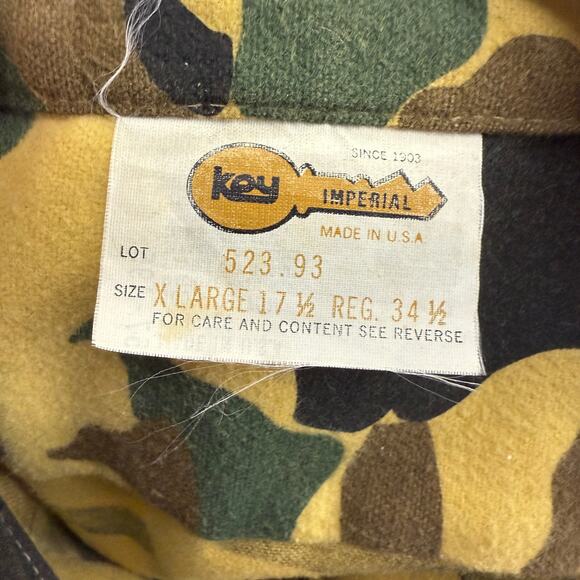 Vintage Key Imperial Sanforized Frogskin Camo Button Front Mens XL - Picture 5 of 7